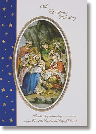 Christmas blessing blue card with envelope (10 card set)