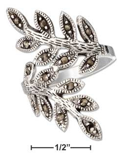 Sterling Silver Marcasite Leaf Bypass Ring