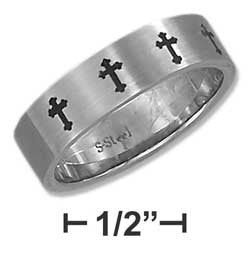 Stainless steel unisex 6MM brush finish cross band