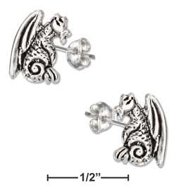 sterling silver mini sitting dragon-posts