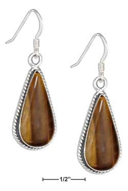 sterling silver tiger eye teardrop w rope border dangle earrings