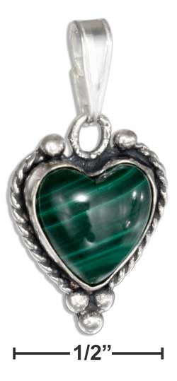 sterling silver simulated malachite heart earrings with roped border
