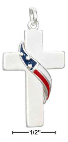 sterling silver cross charm with enamel flag wrap
