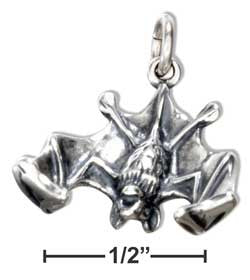 sterling silver upside down flying bat charm