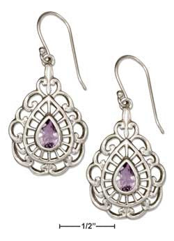 sterling silver filigree teardop amethyst earrings