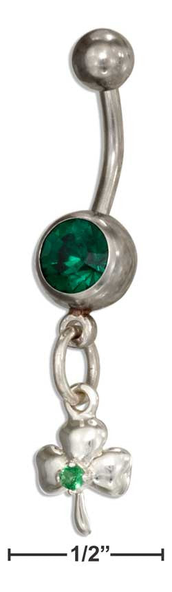 Sterling Silver & Surgical steel Shamrock Belly Button Ring