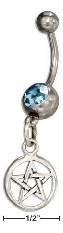 Sterling Silver & Surgical Steel Pentagram Belly Button Ring