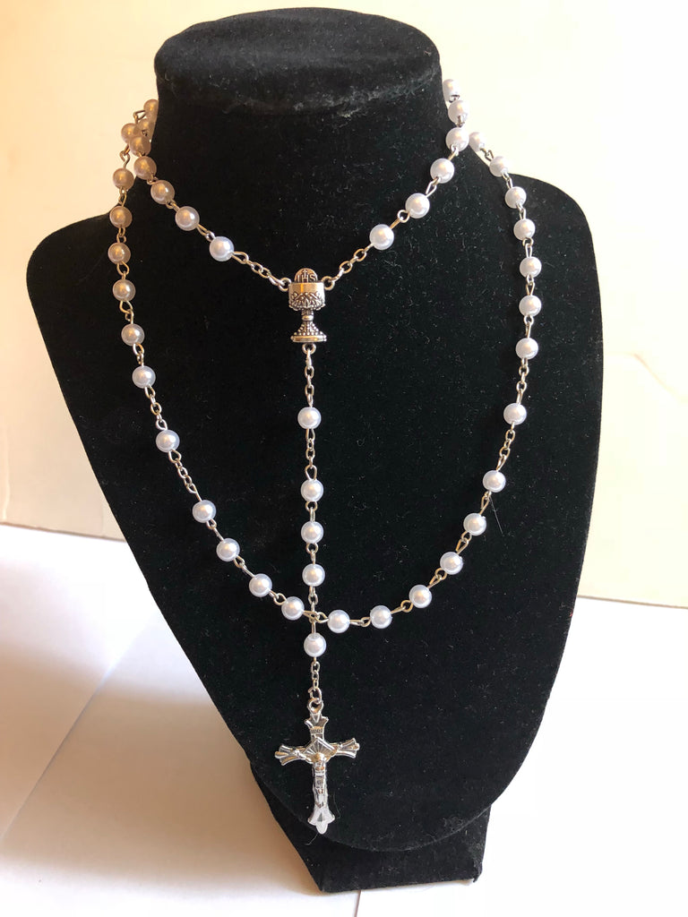 White Sacramental Rosary With My Rosary Box