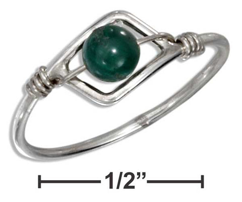Sterling Silver Wire Ring With Malachite Bead