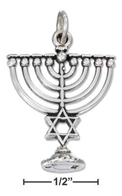 sterling silver menorah charm with star of david