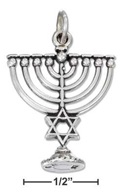 sterling silver menorah charm with star of david