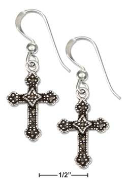 sterling silver marcasite cross french wire earrings