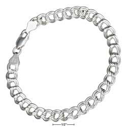 sterling silver 8" 7mm charm link bracelet