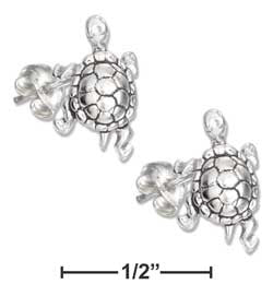 Sterling Silver Mini Turtle Earrings