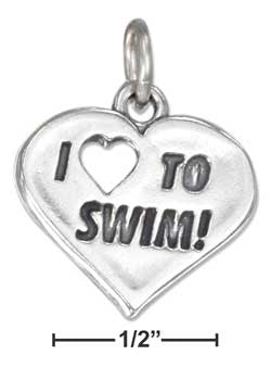 sterling silver heart with "I heart to swim" charm