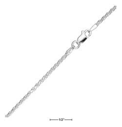 Sterling silver 040 solid diamond-cut rope chain 2mm, available in 10 sizes