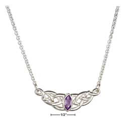 Sterling Silver 16-18" Adjustable Celtic Weave With Marquis Amethyst Necklace