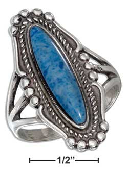 sterling silver elongated oval reconstituted denim lapis ring