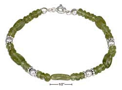 sterling silver 7" beaded peridot bracelet