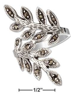 Sterling Silver Marcasite Leaf Bypass Ring
