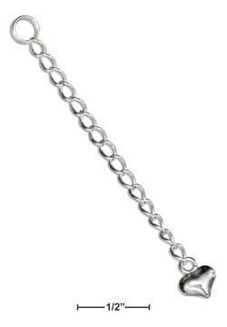 sterling silver 2" curb chain extender with puff heart