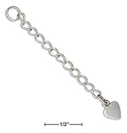 sterling silver 2" curb chain extender with flat heart