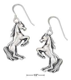sterling silver rearing horse earrings on french wires