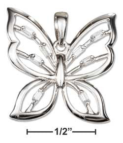 sterling silver cubic zirconia open butterfly pendant