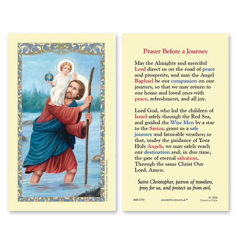Saint Christopher (Prayer Before A Journey) Holy Card