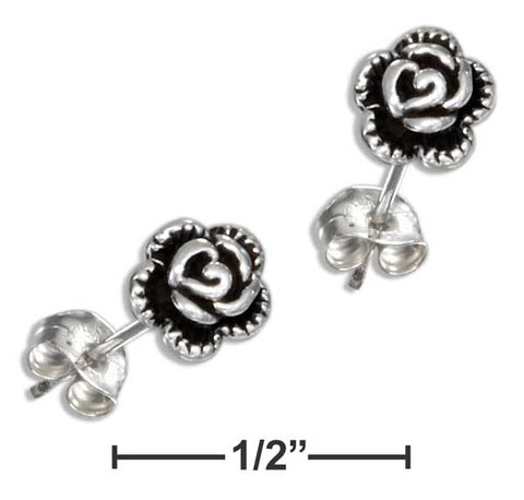 Sterling Silver Mini Rose Earrings