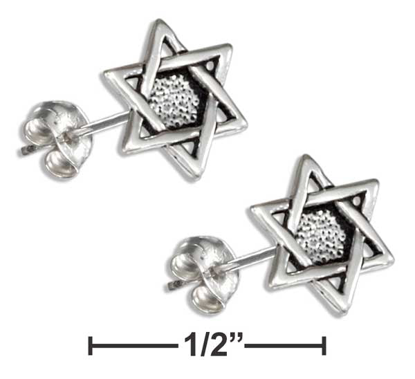 Sterling Silver Mini Star Of David Earrings On Stainless Steel Posts and Nuts