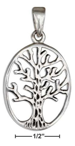 sterling silver oval tree of life pendant