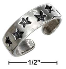 Sterling Silver Antiqued Stars Toe Ring