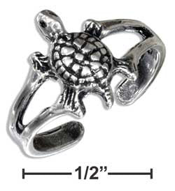 Sterling Silver Antiqued Turtle Toe Ring with split shank