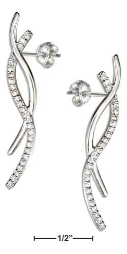 sterling silver pave cubic zirconia curves earrings