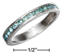 sterling silver march birthstone light blue crystals eternity band ring
