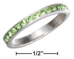 sterling silver august birthstone light green crystals eternity band ring