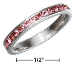 sterling silver october birthstone pink crystals eternity band ring