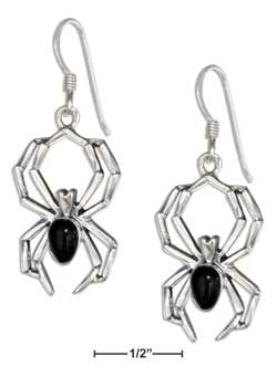 sterling silver spider earrings w simulated black onyx body