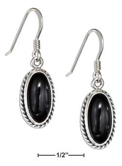 sterling silver oval sim black onyx earrings with rope border