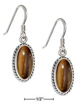 sterling silver oval tiger eye earrings with rope border