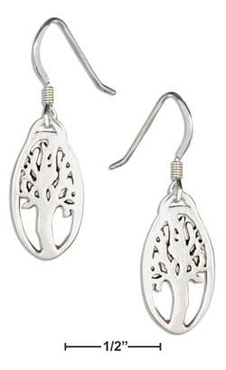 sterling silver oval tree of life earrings-french wire