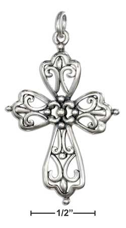 sterling silver pointed filigree cross charm