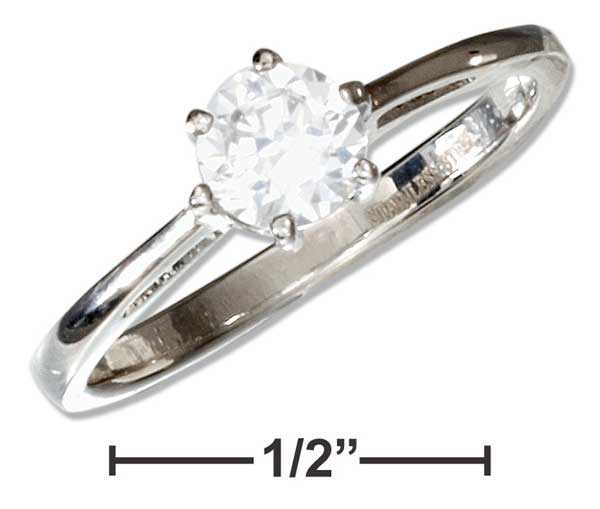 Stainless Steel Cubic Zirconia Solitaire Engagement Ring