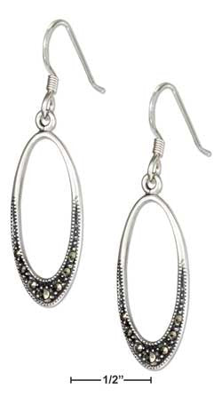 Sterling silver open oval marcasite earrings
