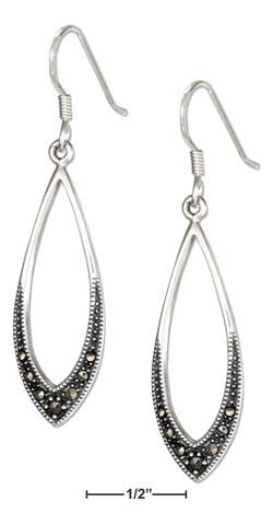 sterling silver open marquise shape marcasite earrings