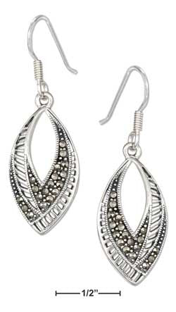 sterling silver art deco marquise shape marcasite earrings