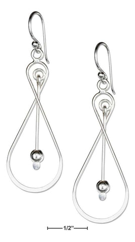 Sterling Silver Wire Infinity Knot Earrings W/Ball & Paddle dangle