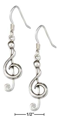 sterling silver musical G-cleff earrings