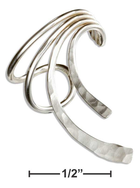 Sterling Silver Hammered Fanned Design Ear Cuff